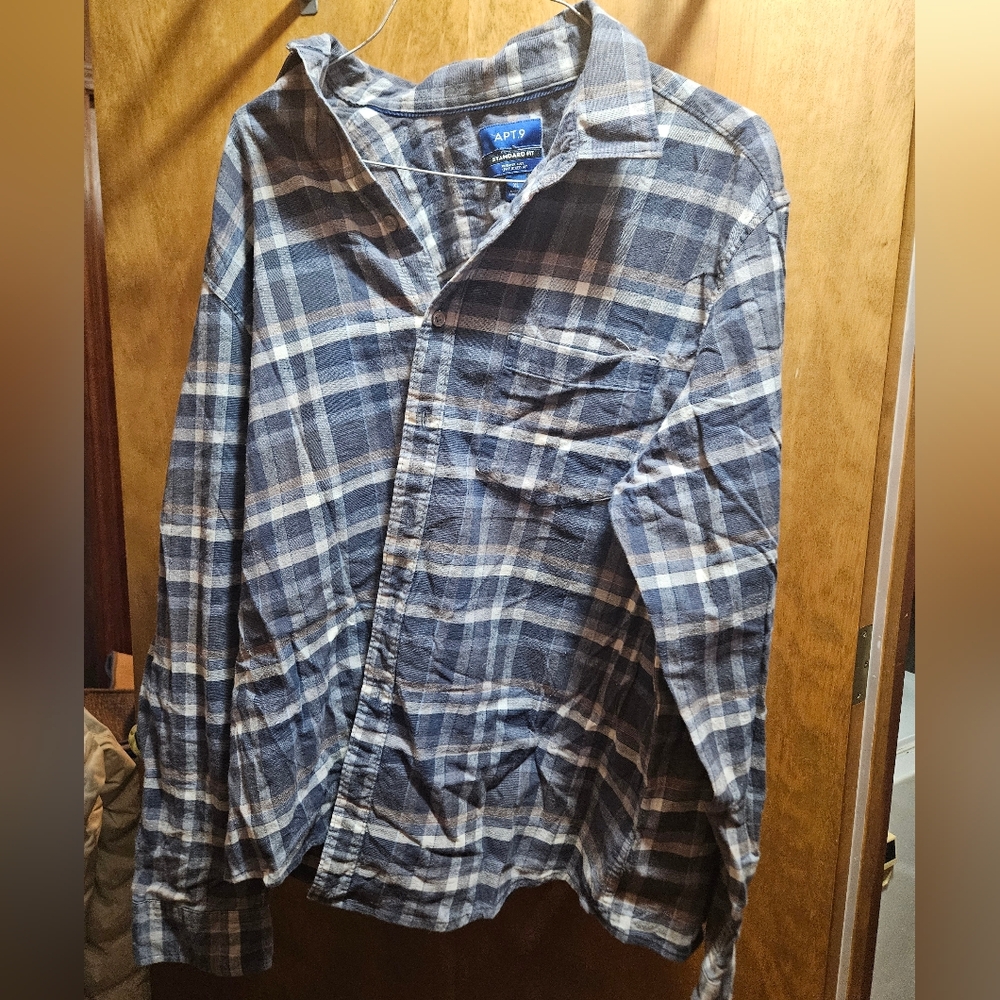 Mens Apt.9 Standard Fit Premier Flex Untucked Fit XL Casual Button Down Shirt